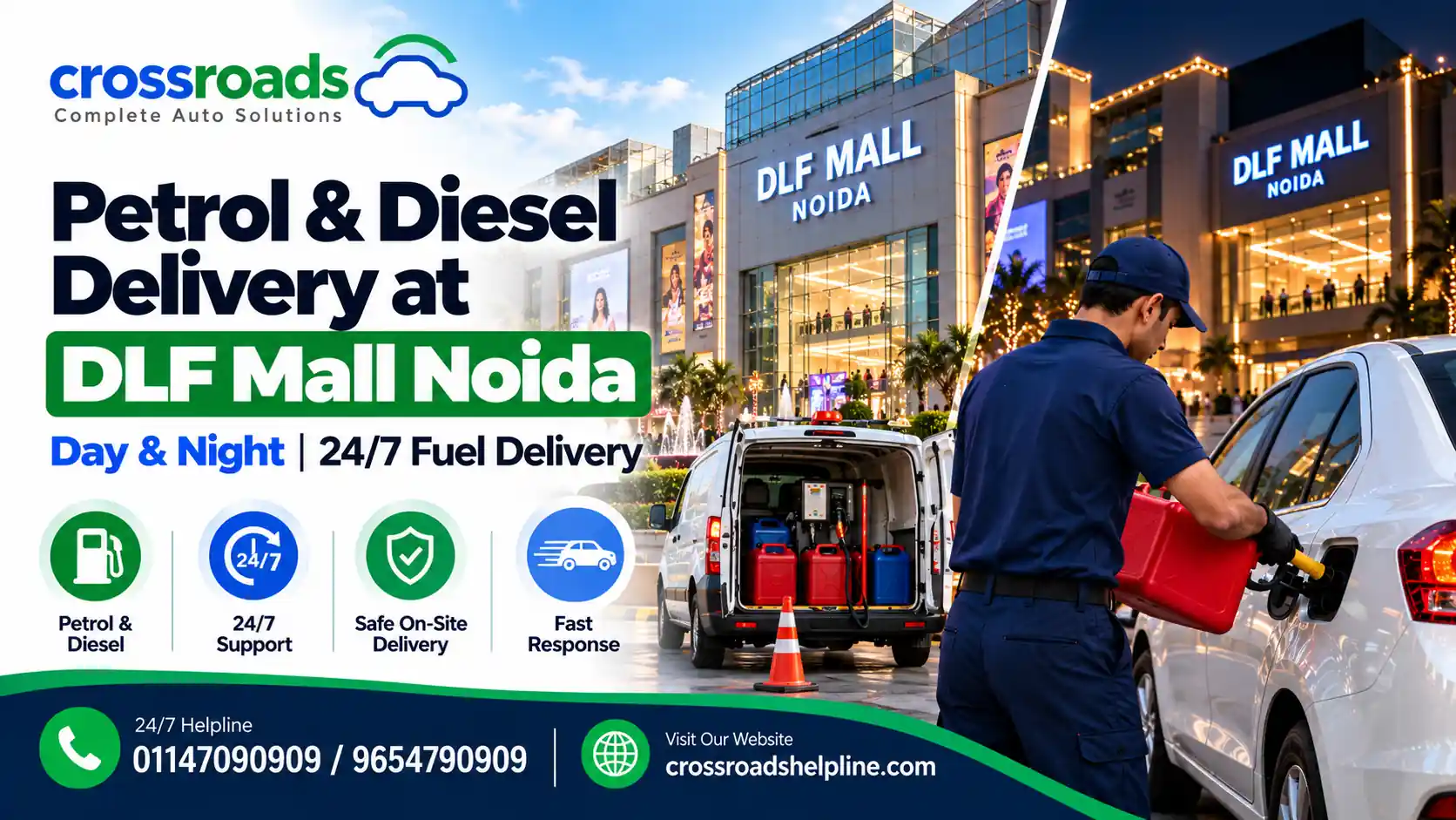 Petrol and Diesel Delivery at DLF Mall Noida | Day and Night