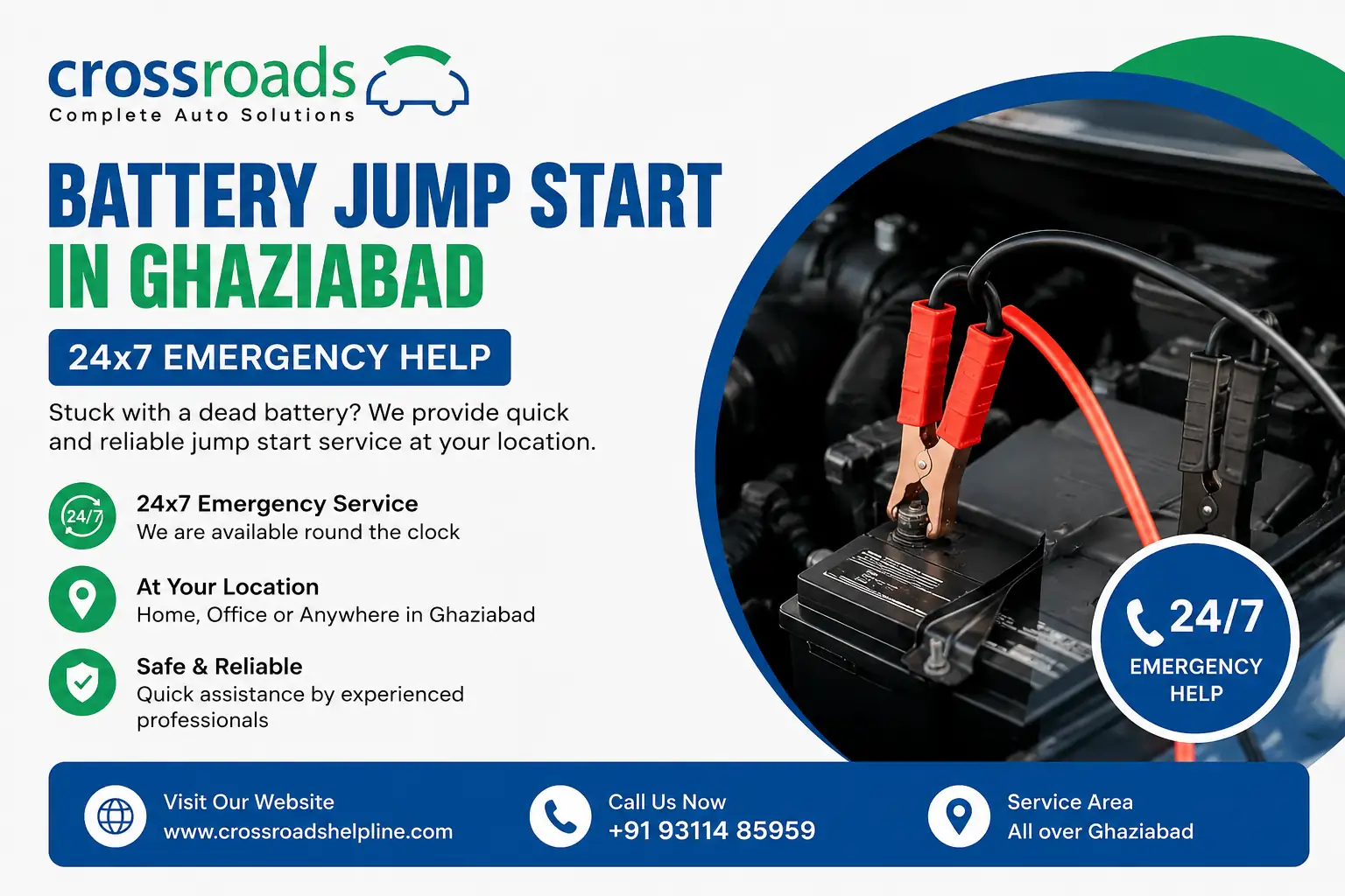 Battery Jump Start in Ghaziabad 24×7 Emergency Help